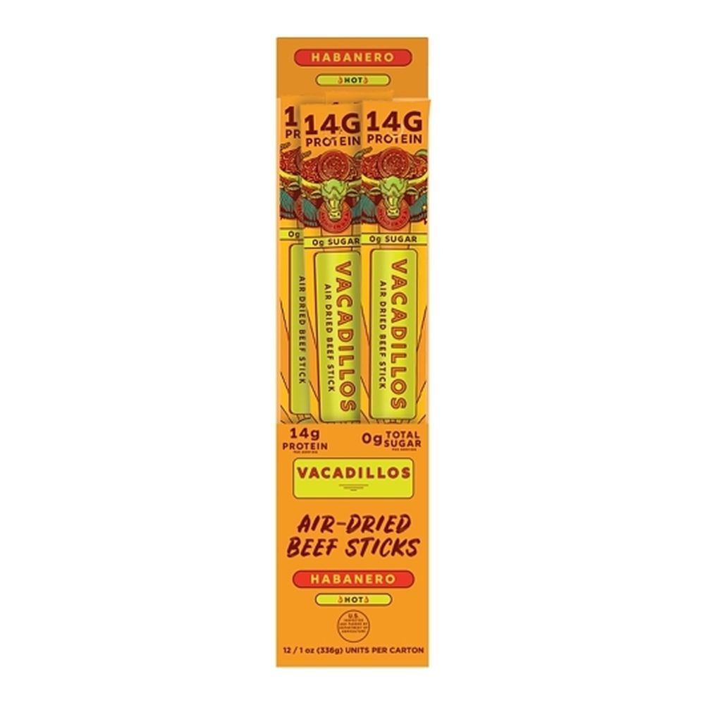 Vacadillos Hot Habanero Air Dried Beef Sticks, 1 Ounce -- 120 Per Case