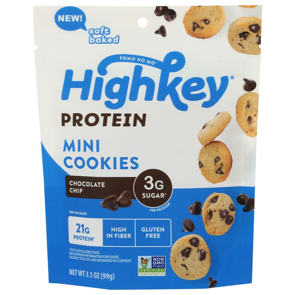 Highkey Protein Mini Chocolate Chip Cookies, 3.5 Ounce -- 6 Per Case