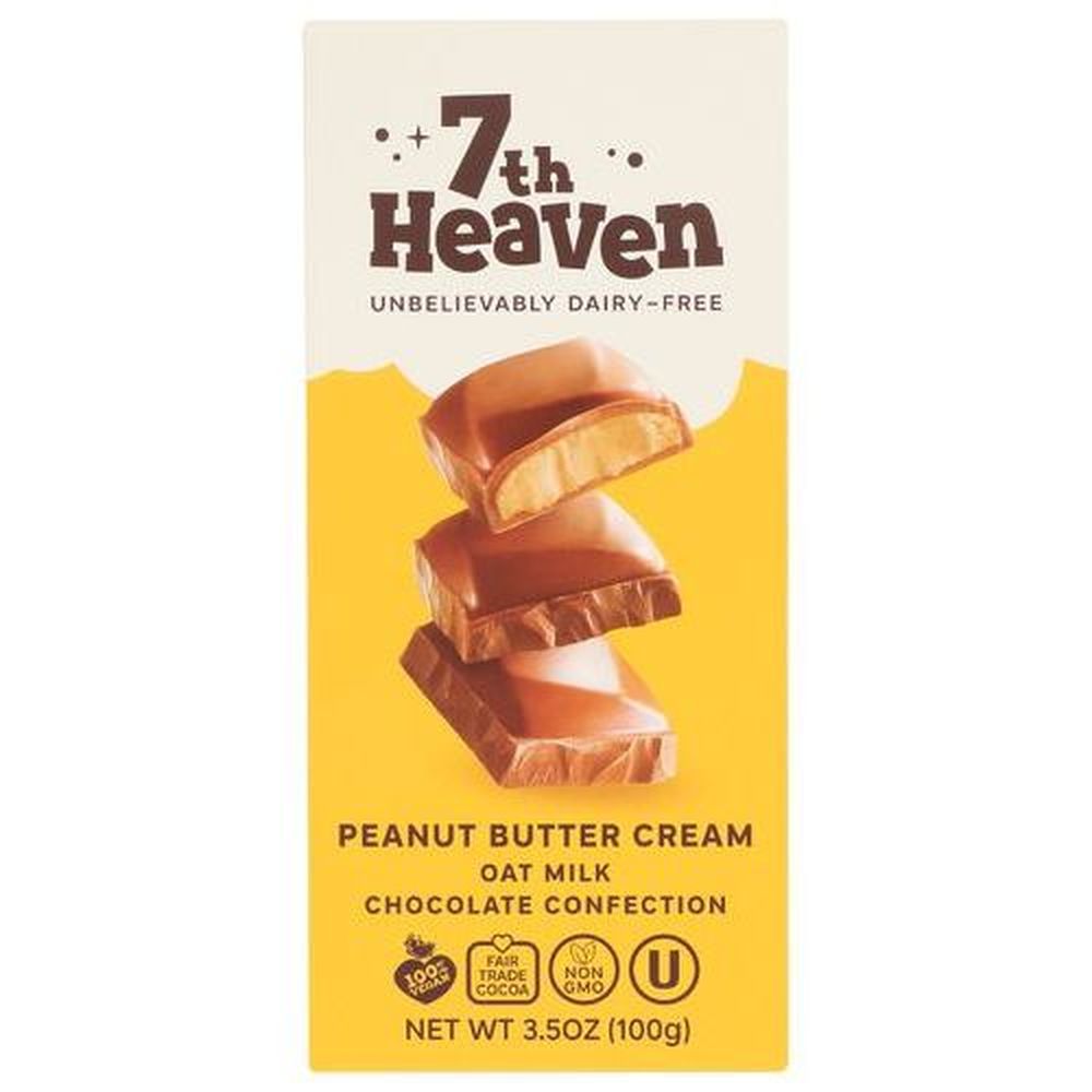 7th Heaven Peanut Butter Cream Oat Milk Chocolate Bar, 3.5 Ounce -- 14 Per Case