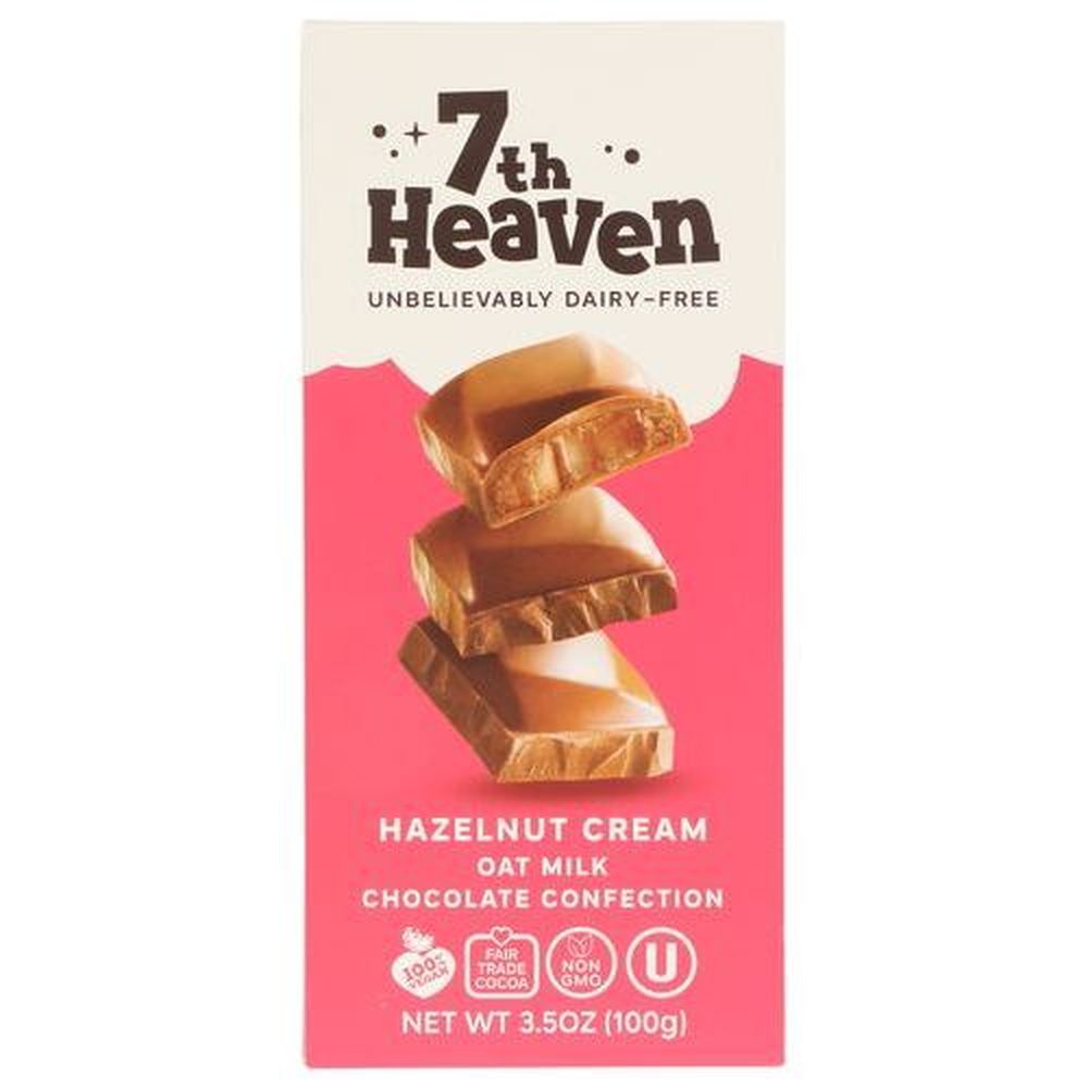 7th Heaven Hazelnut Cream Oat Milk Chocolate Bar, 3.5 Ounce -- 14 Per Case