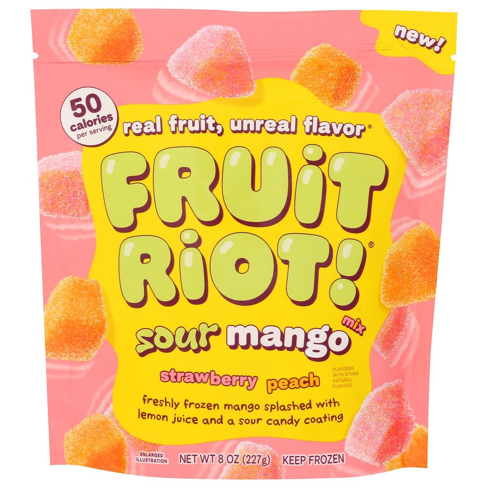 Fruit Riot Strawberry Peach Sour Mango Mix, 8 Ounce -- 6 Per Case