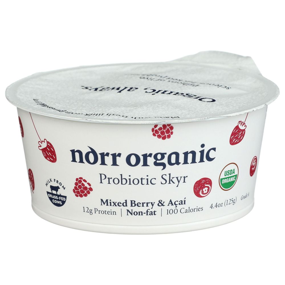 Norr Organic Mixed Berry And Acai Non Fat Probiotic Skyr, 4.4 Ounce -- 12 Per Case