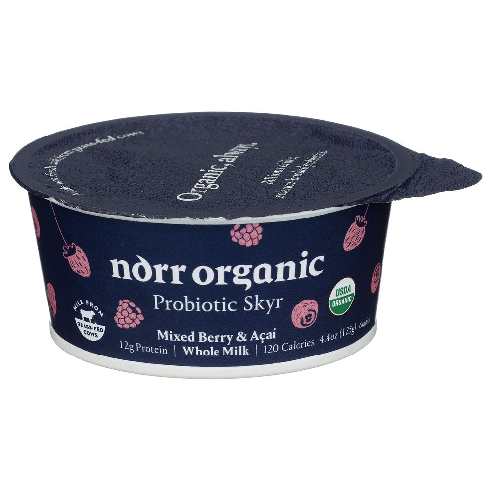 Norr Organic Mixed Berry And Acai Whole Milk Probiotic Skyr, 4.4 Ounce -- 12 Per Case