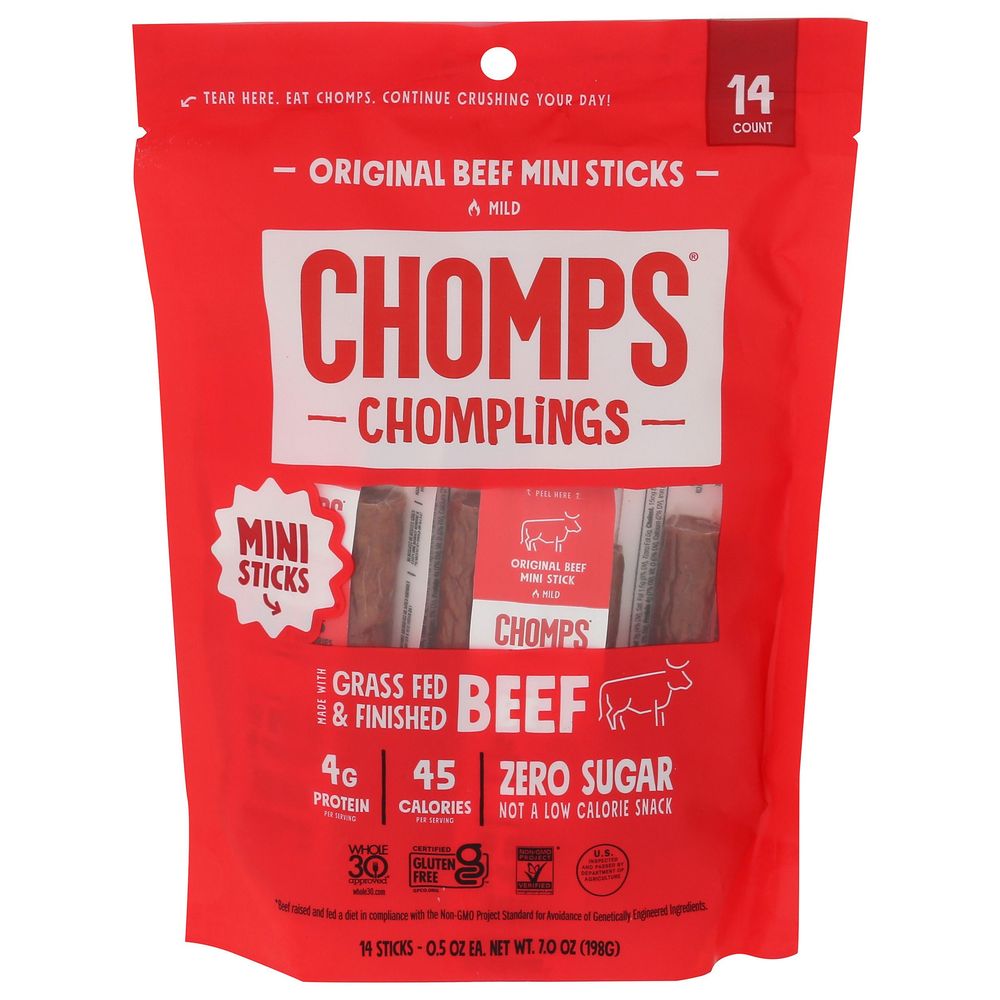 Chomps Mini Original Beef Sticks, 7 Ounce -- 7 Per Case