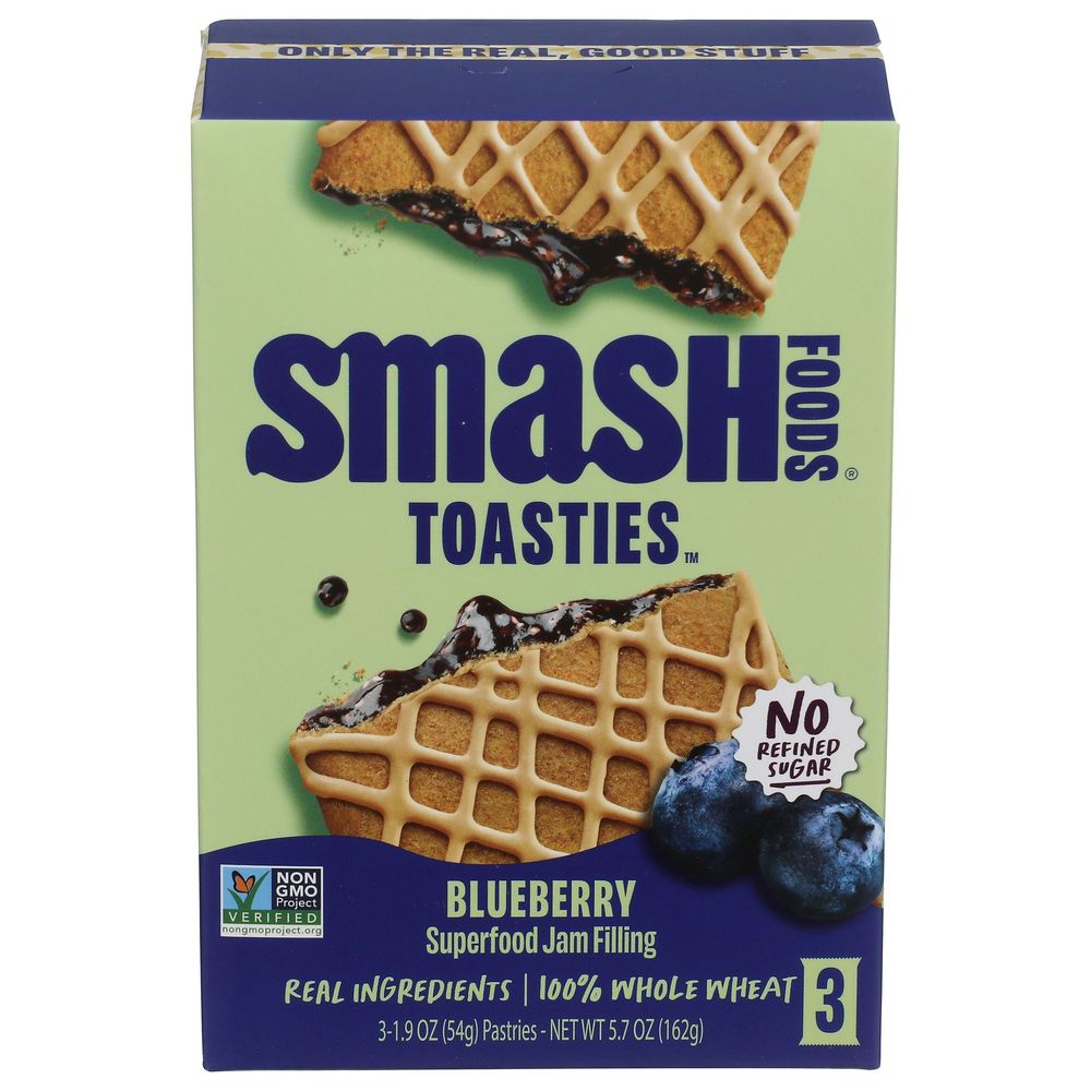 Smash Foods Blueberry Superfood Jam Filling Toasties, 1.9 Ounce -- 6 Per Case