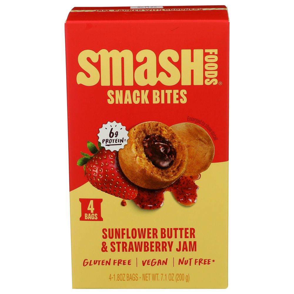Smash Foods Sunflower Butter And Strawberry Jam Snack Bites, 7.1 Ounce -- 6 Per Case