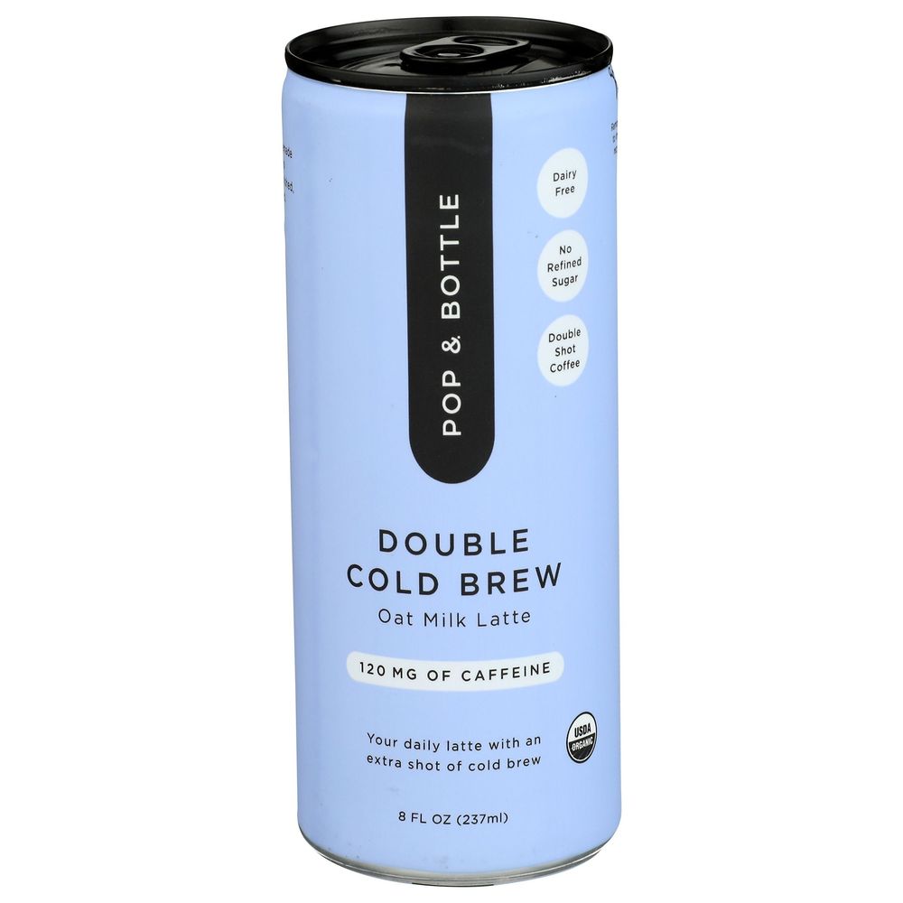 Pop & Bottle Organic Double Cold Brew Oat Milk Latte, 8 Fluid Ounce -- 12 Per Case