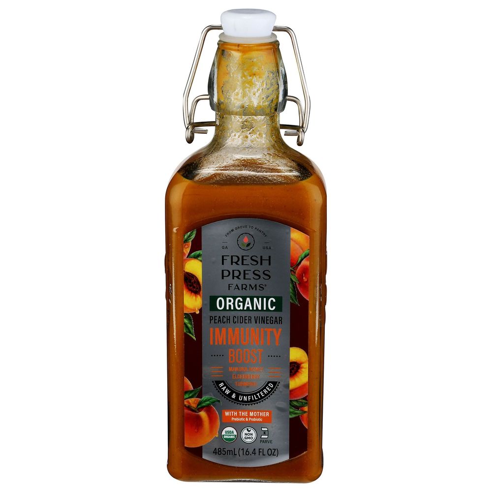 Fresh Press Farms Organic Immunity Boost Peach Cider Vinegar, 485 Milliliter -- 6 Per Case