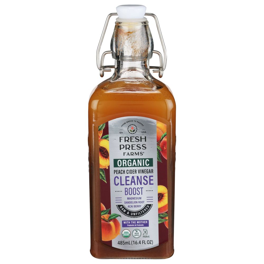 Fresh Press Farms Organic Cleanse Boost Peach Cider Vinegar, 485 Milliliter -- 6 Per Case