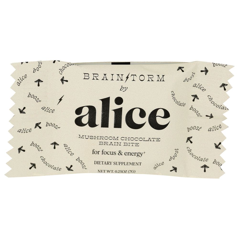 Alice Brainstorm Mushroom Dark Chocolate Brain Supplement, 0.25 Ounce -- 30 Per Case