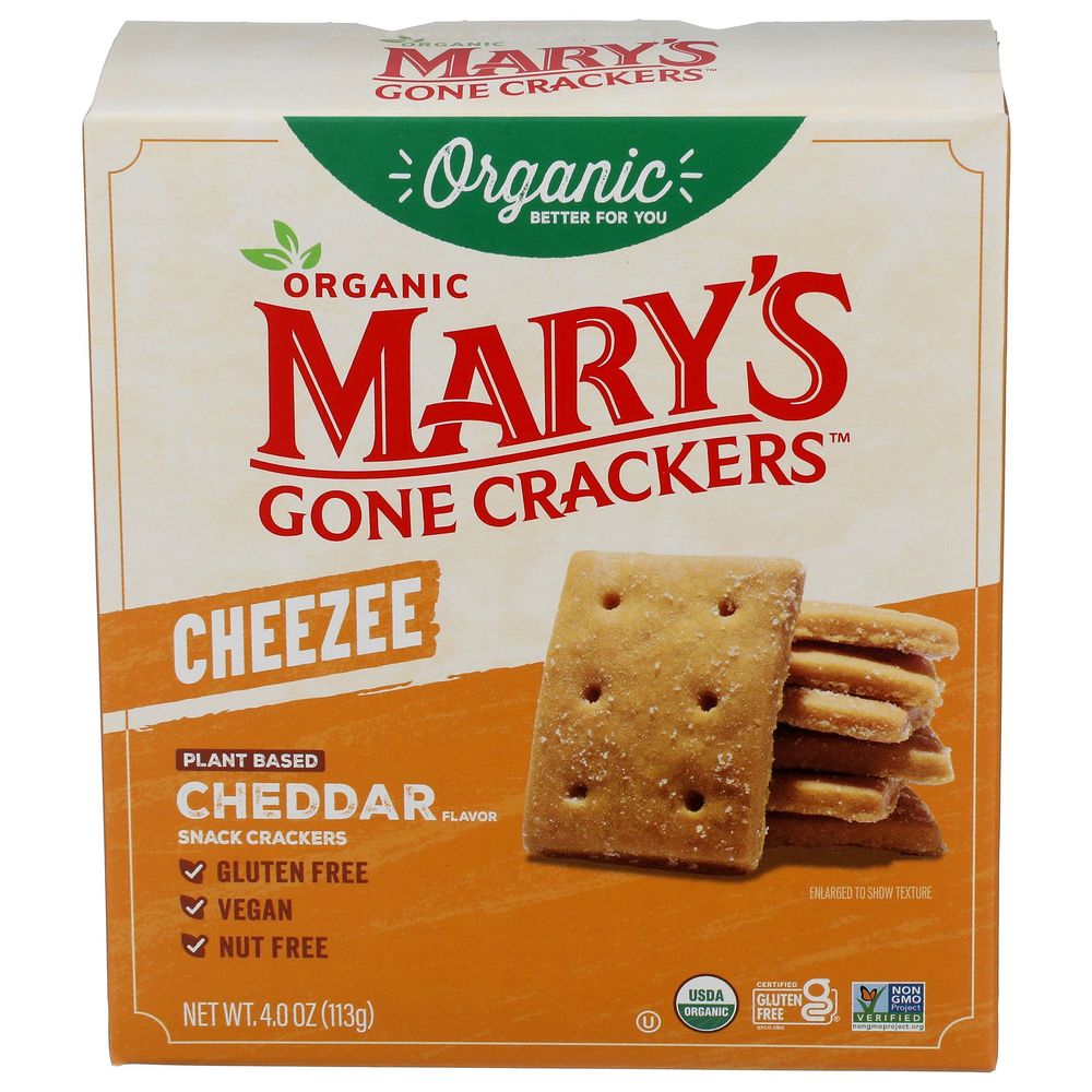 Mary's Gone Crackers Organic Plant Based Cheddar Crackers, 4 Ounce -- 6 Per Case