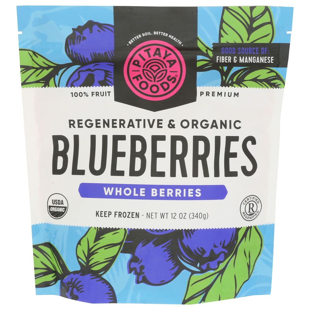 Pitaya Foods Organic Regenerative Blueberries, 12 Ounce -- 8 Per Case