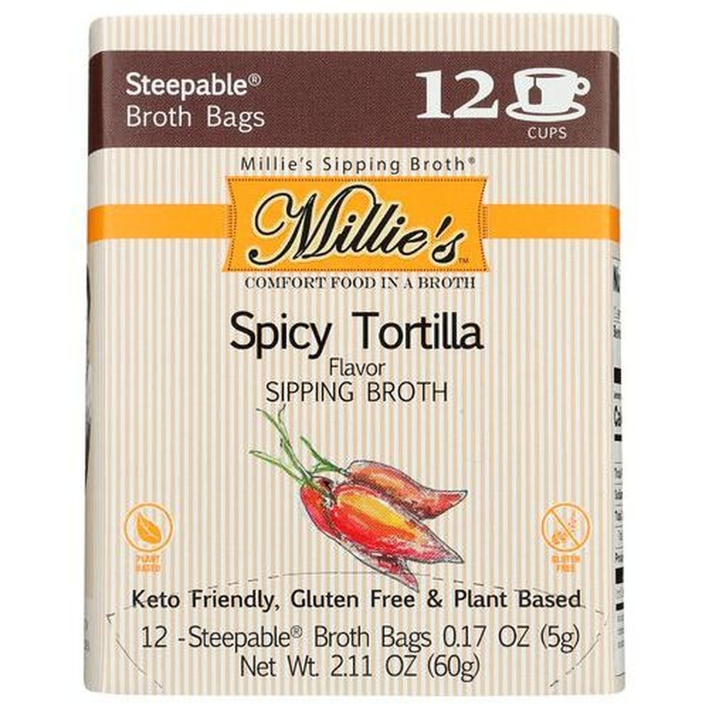 Millies Spicy Tortilla Flavor Sipping Broth, 12 Count -- 6 Per Case