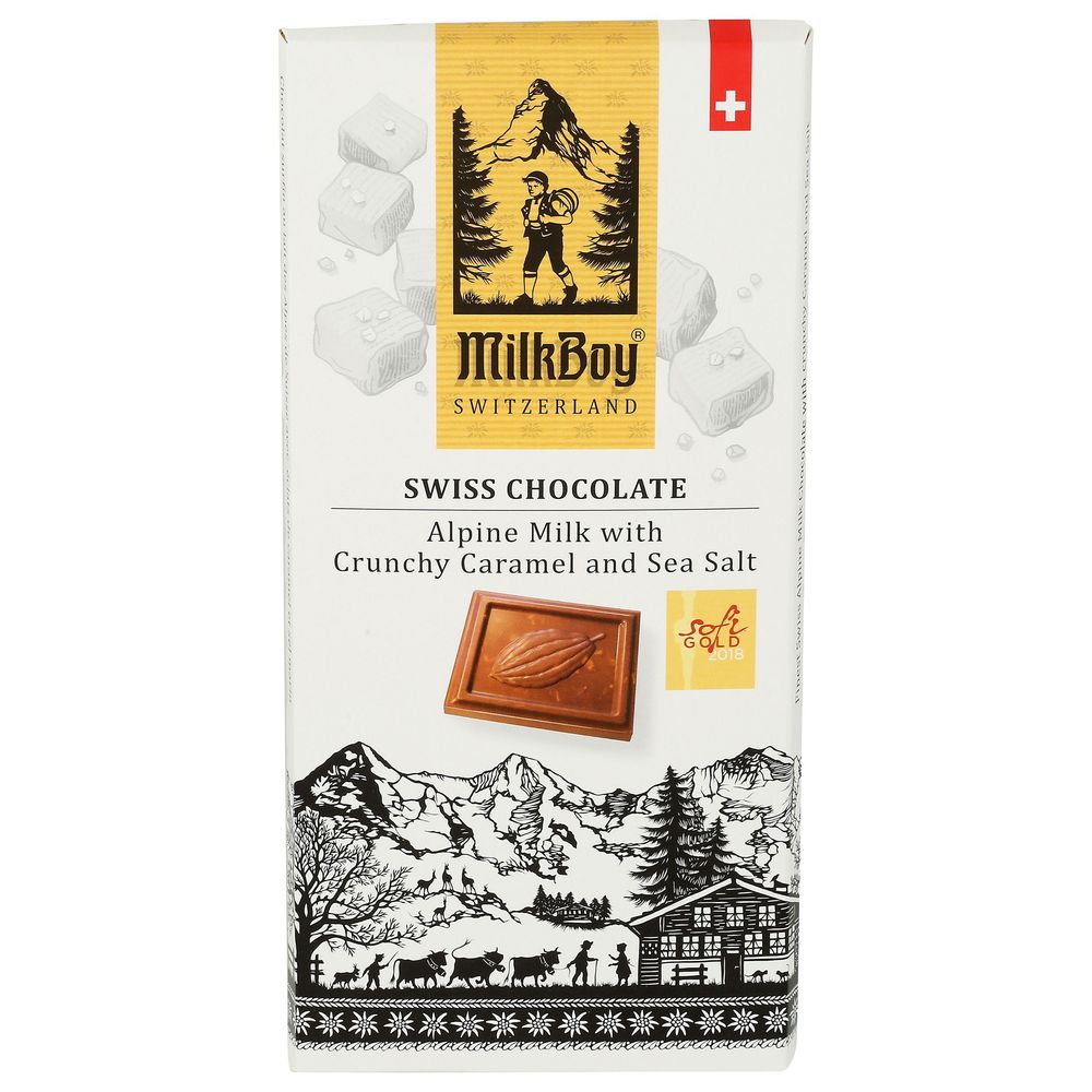 Milkboy Alpine Milk With Crunchy Caramel And Sea Salt Swiss Chocolate, 3 Ounce -- 10 Per Case