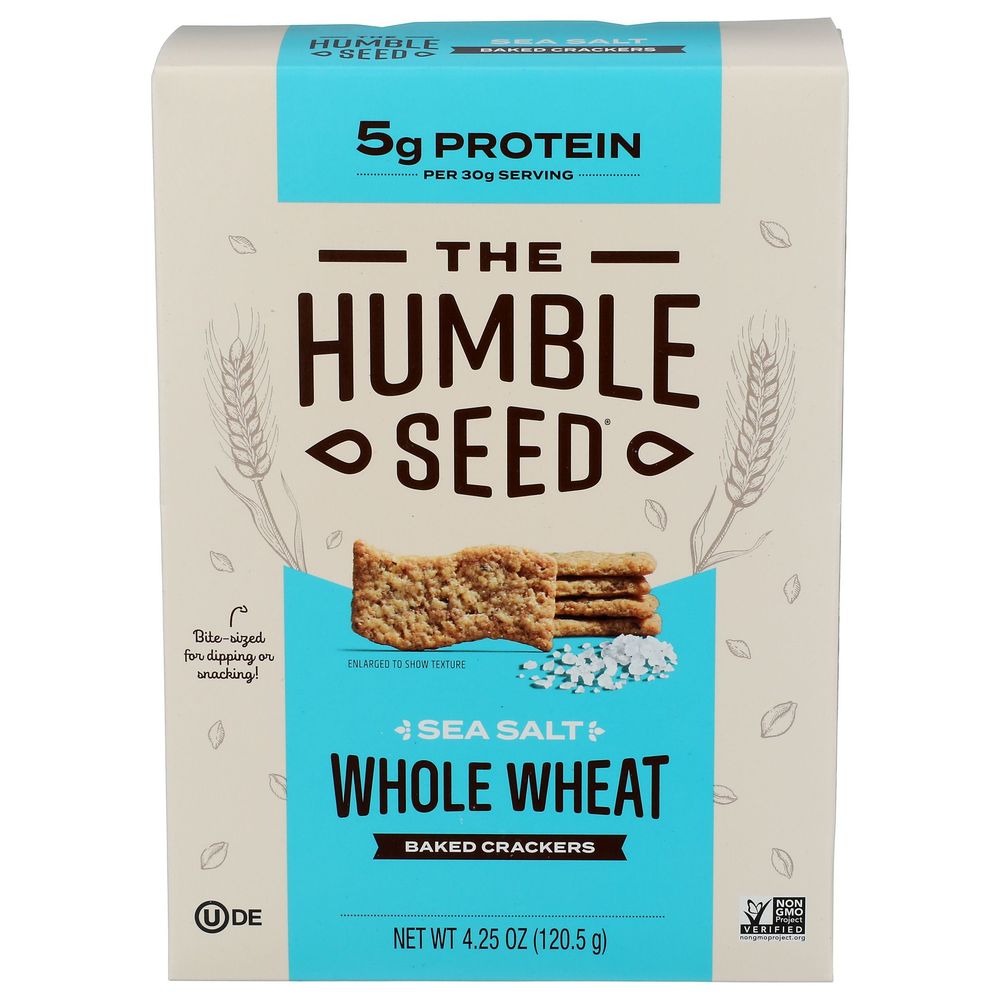 The Humble Seed Sea Salt Whole Wheat Protein Crackers, 4.25 Ounce -- 6 Per Case