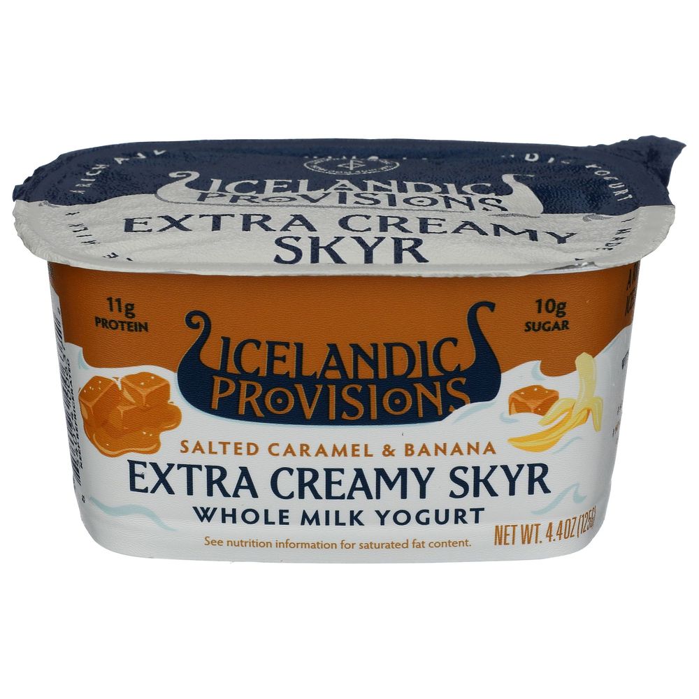 Icelandic Provisions Salted Caramel And Banana Extra Creamy Skyr Yogurt, 4.4 Ounce -- 12 Per Case