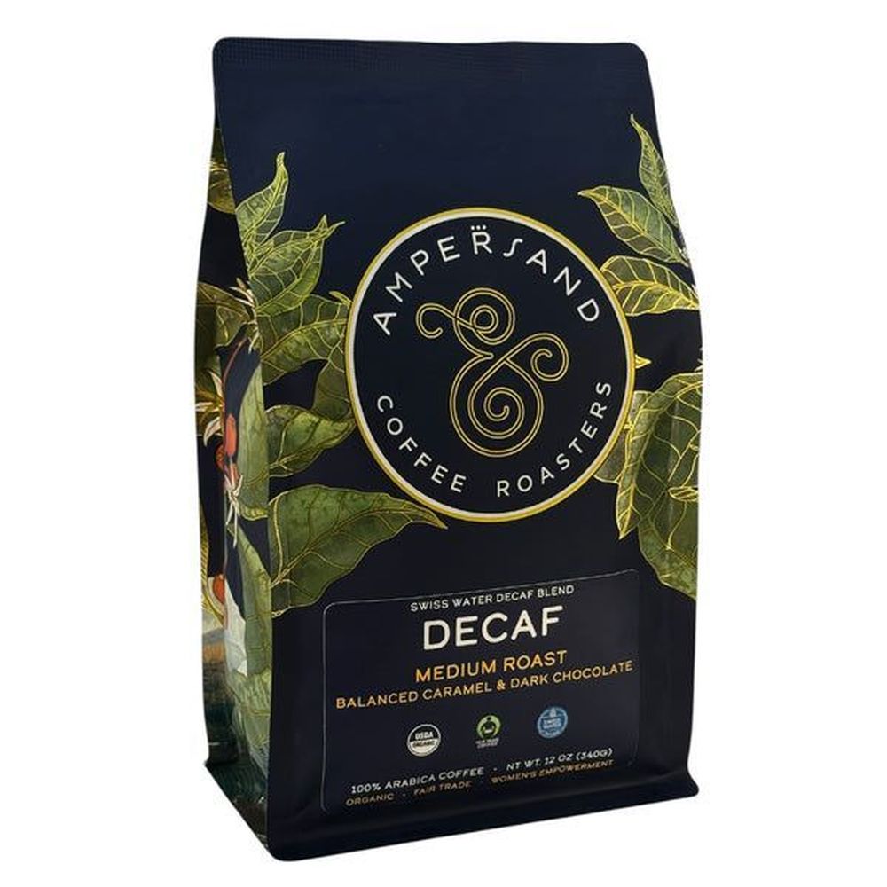 Ampersand Organic Decaf Medium Roast Whole Bean Coffee, 12 Ounce -- 6 Per Case