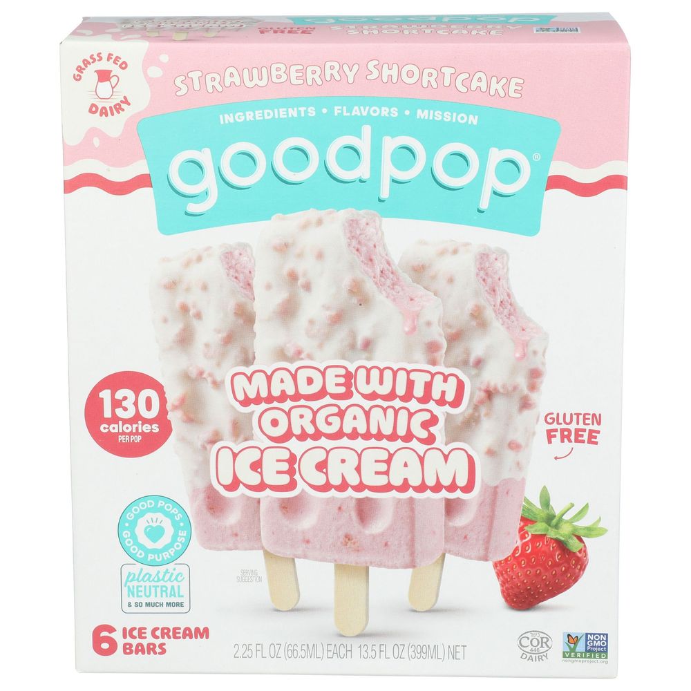 Goodpop Organic Strawberry Shortcake Ice Cream Bar, 2.25 Ounce -- 36 Per Case