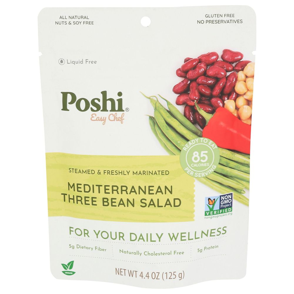 Poshi Easy Chef Mediterranean Three Bean Salad, 4.4 Ounce -- 10 Per Case