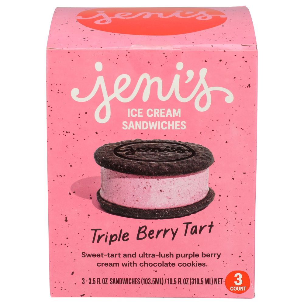 Jeni's Triple Berry Tart Ice Cream Sandwich, 3.5 Fluid Ounce -- 24 Per Case