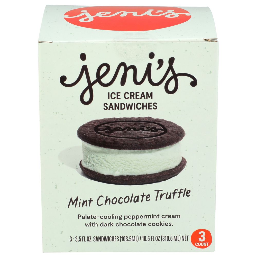 Jenis Mint Chocolate Truffle Ice Cream Sandwich, 3.5 Fluid Ounce -- 24 Per Case