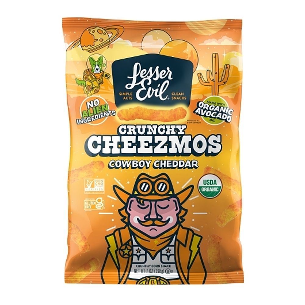 Lesserevil Organic Crunchy Cheezmos Cowboy Cheddar Cheese Puffs Chips, 7 Ounce -- 6 Per Case
