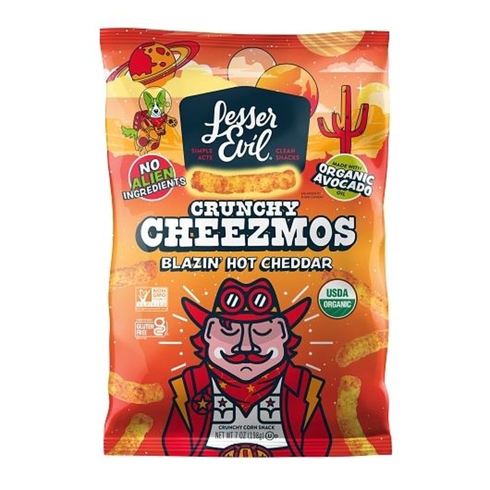 Lesserevil Cheezmos Blazin Hot Cheddar Cheese Puffs Chips, 7 Ounce -- 6 Per Case