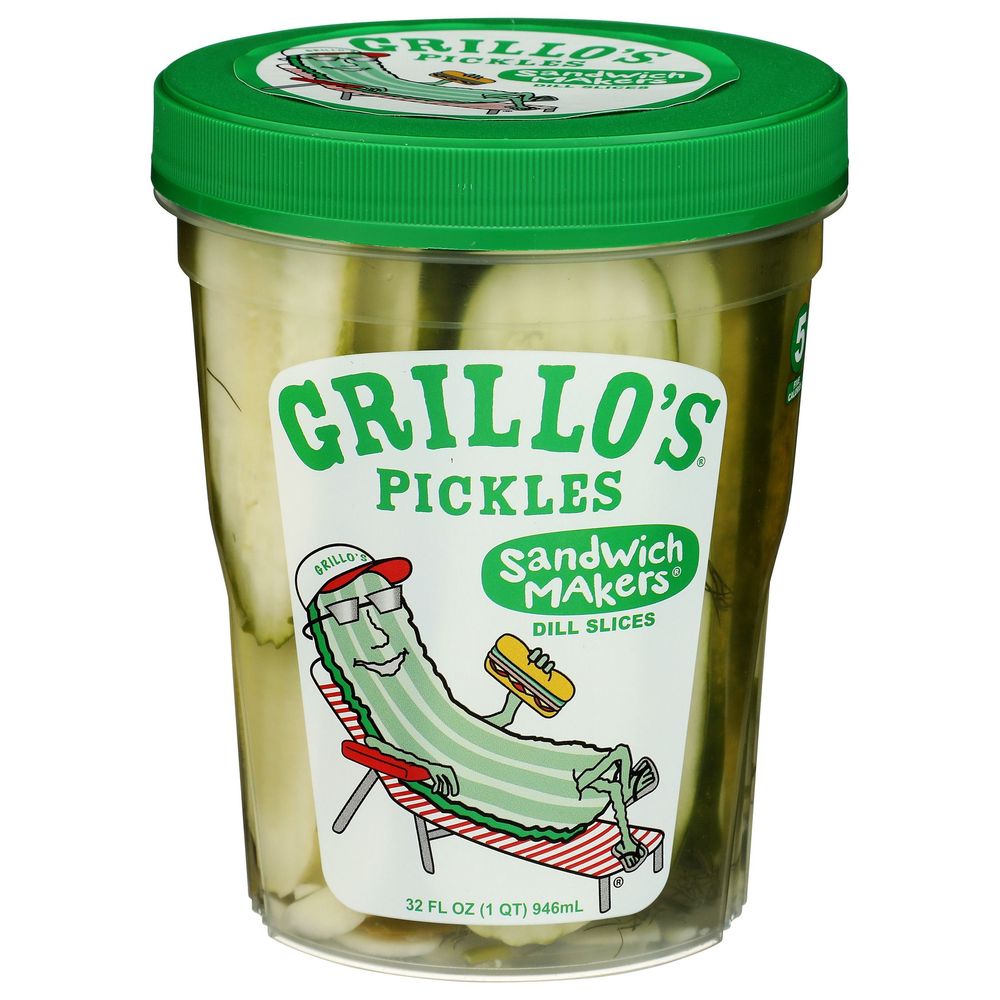 Grillo's Sandwich Makers Dill Slices Pickles, 32 Ounce -- 6 Per Case