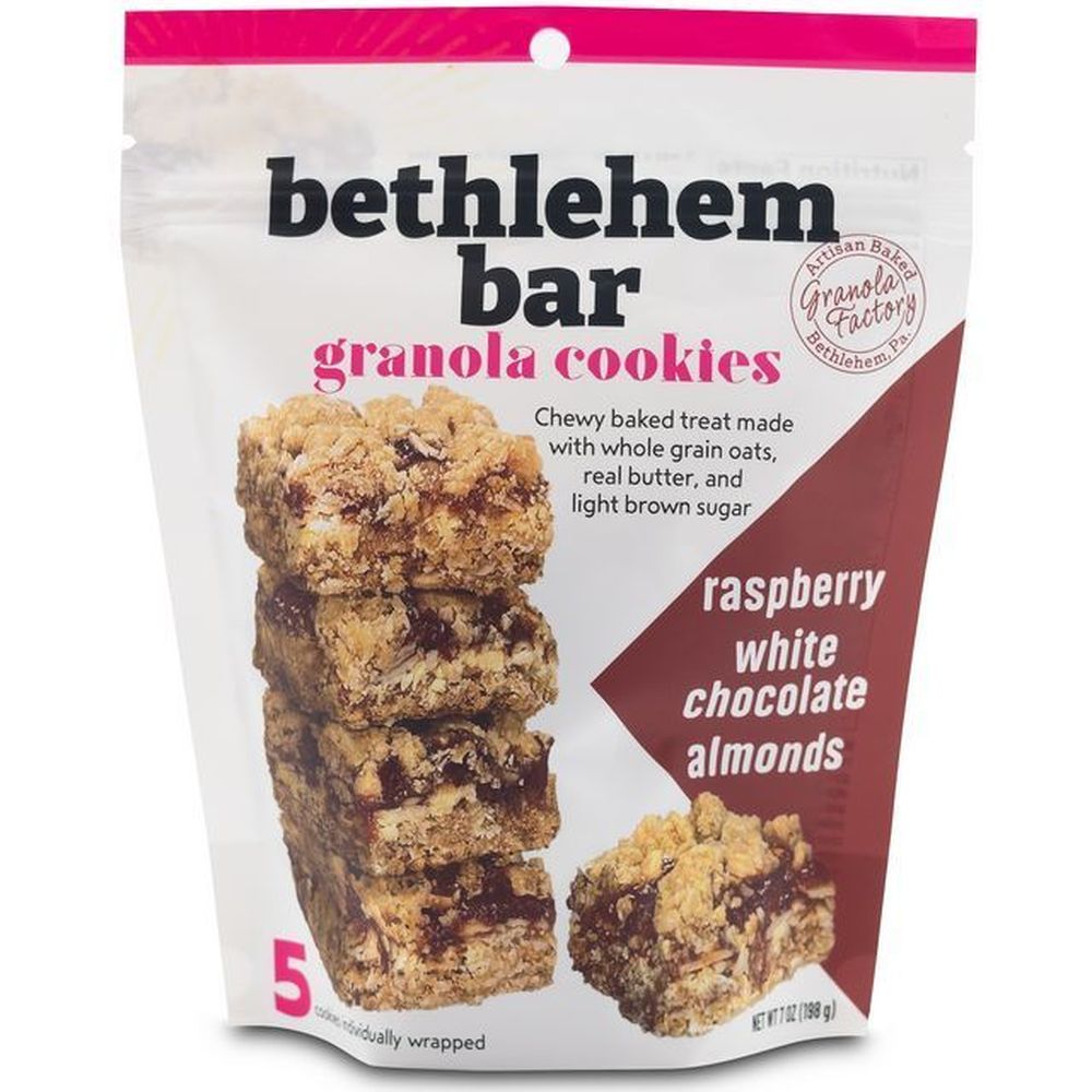Granola Factory Raspberry White Chocolate Almonds Granola Cookies Bethlehem Bar, 7 Ounce -- 6 Per Case