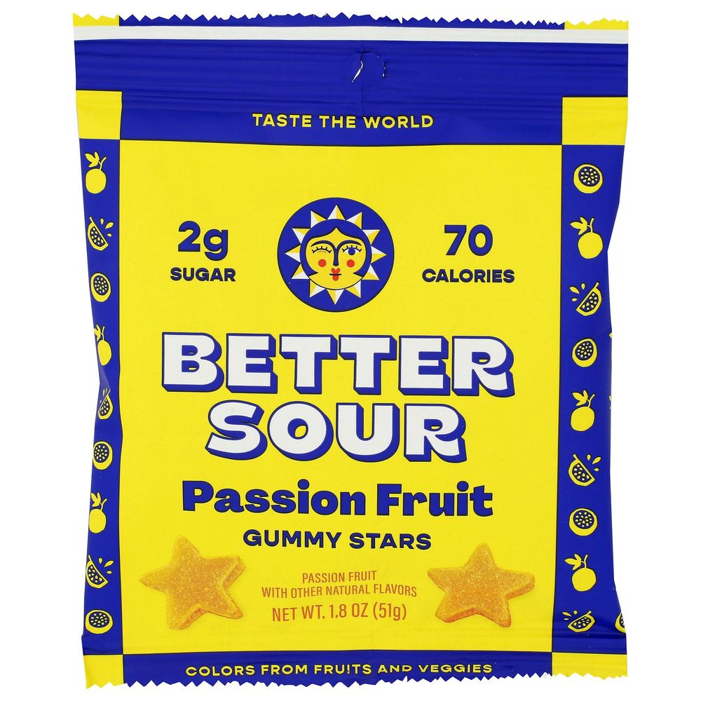 Better Sour Passion Fuit Gummy Stars, 1.8 Ounce -- 10 Per Case