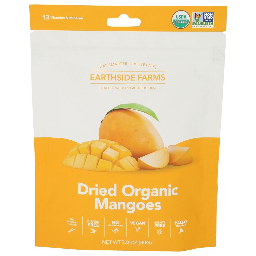 Earthside Farms Dried Organic Mangoes, 2.8 Ounce -- 6 Per Case