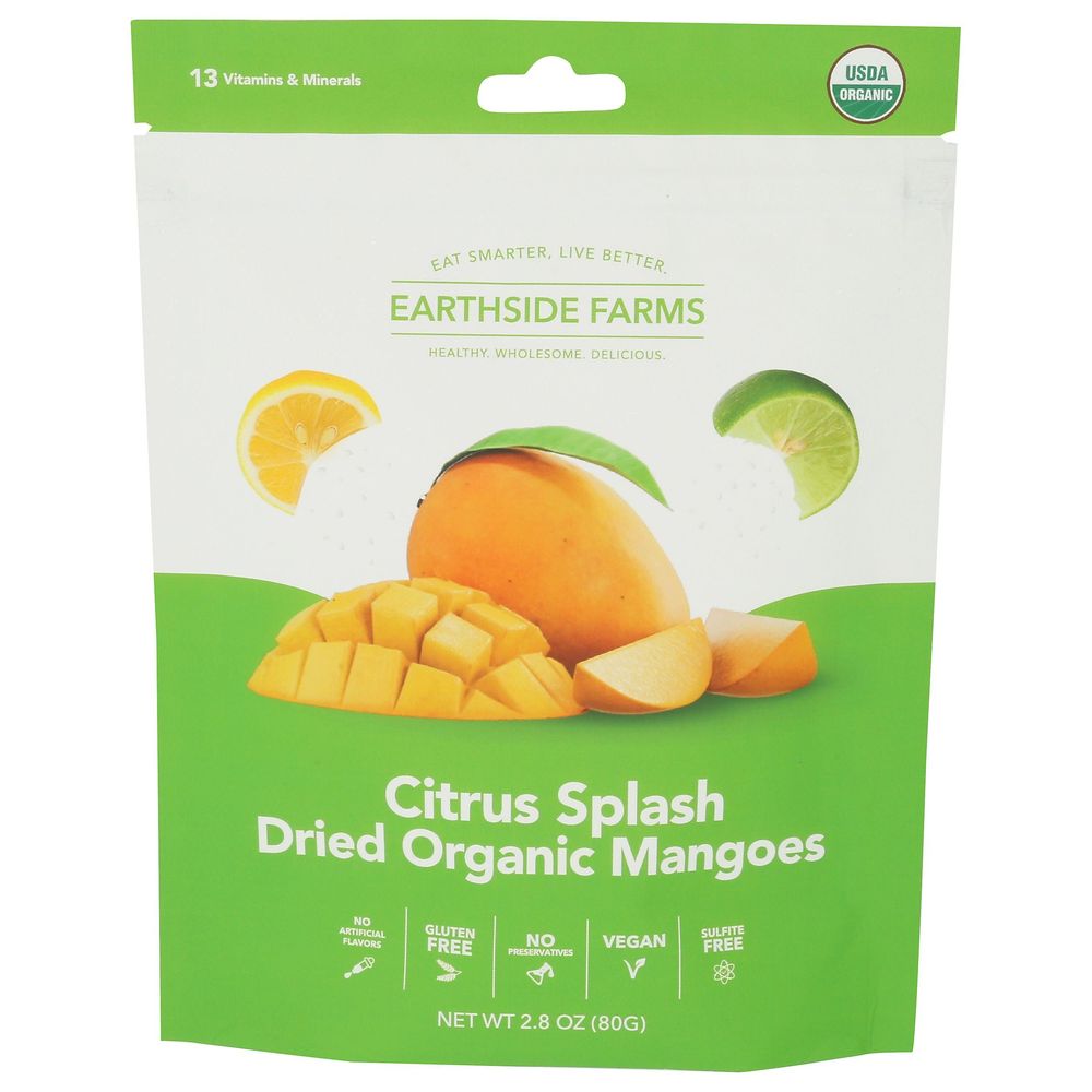 Earthside Farms Citrus Splash Dried Organic Mangoes, 2.8 Ounce -- 6 Per Case