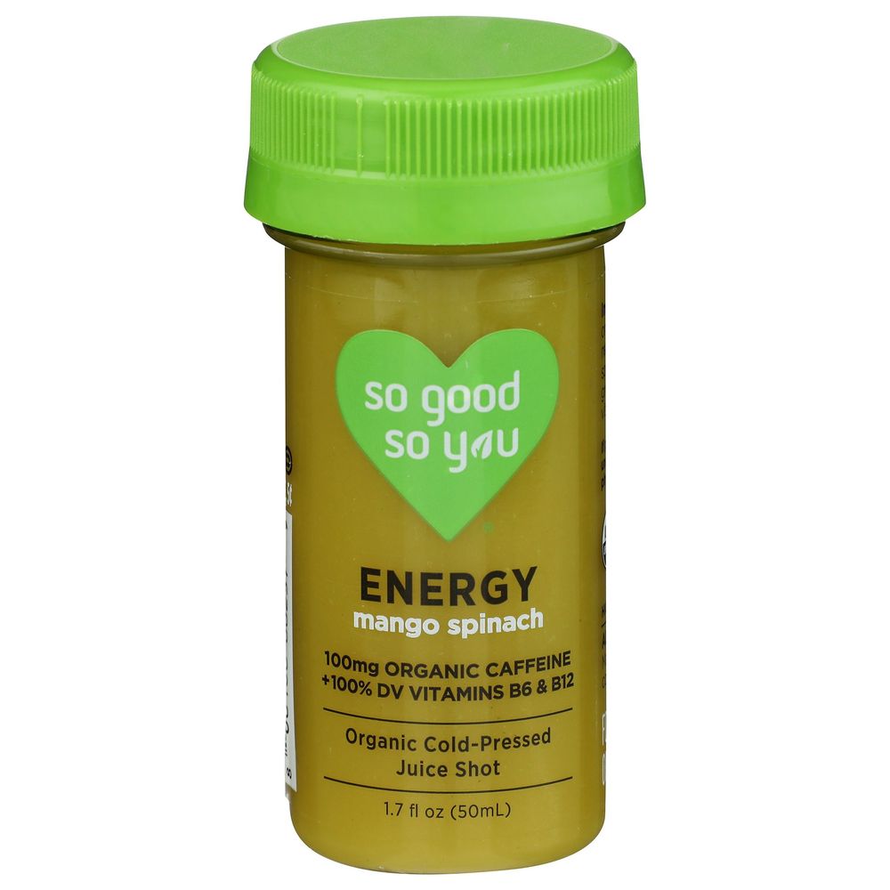 So Good So You Organic Mango Spinach Probiotic Energy Shot, 1.7 Fluid Ounce -- 12 Per Case