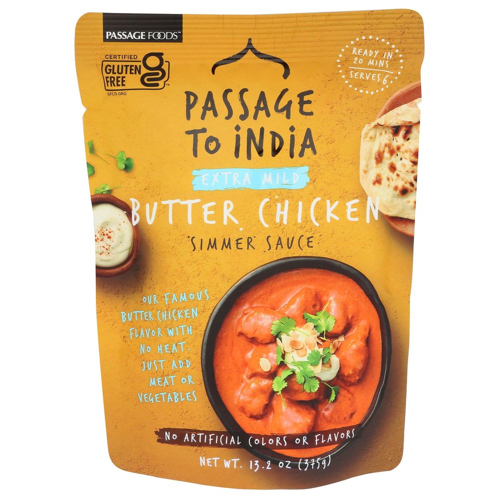 Passage Foods Xtra Milk Butter Chicken Simmer Sauce, 13.2 Ounce -- 6 Per Case