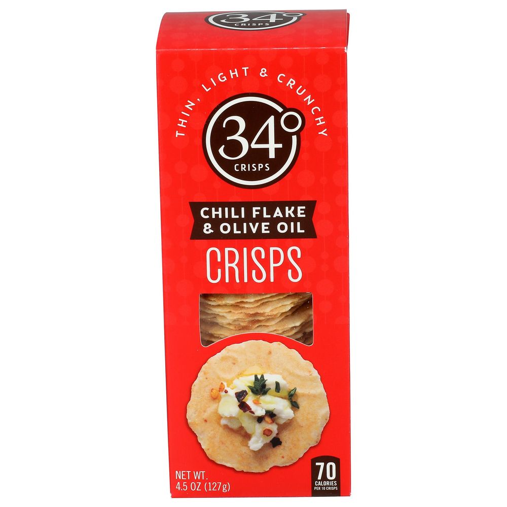 34 Degrees Chili Flake And Olive Oil Crisps, 4.5 Ounce -- 12 Per Case