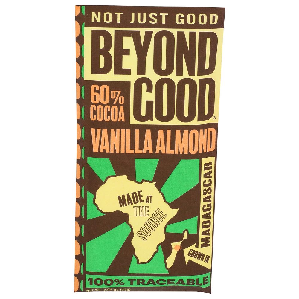 Beyond Good 60 Percent Cocoa Vanilla Almond Bar, 2.64 Ounce -- 12 Per Case