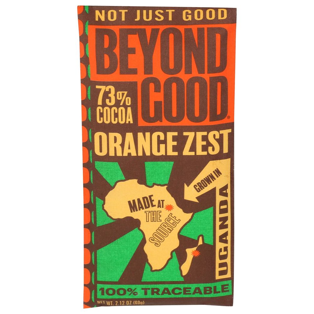 Beyond Good Organic 73 Percent Cocoa Orange Zest Dark Chocolate Bar, 2.12 Ounce -- 12 Per Case