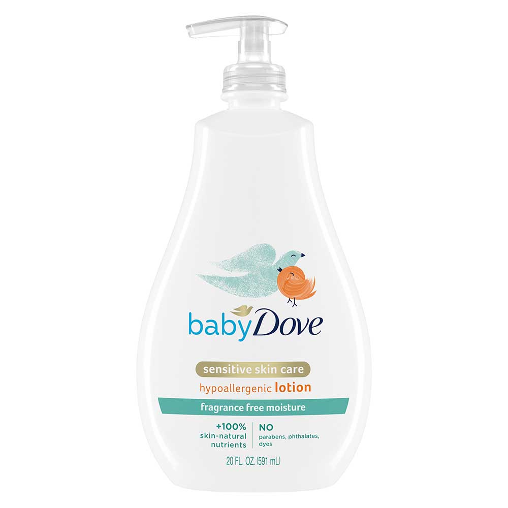 Baby Dove Fragrance Free Hypoallergenic Sensitive Moisture Baby Lotion, 20 Ounce -- 4 Per Case