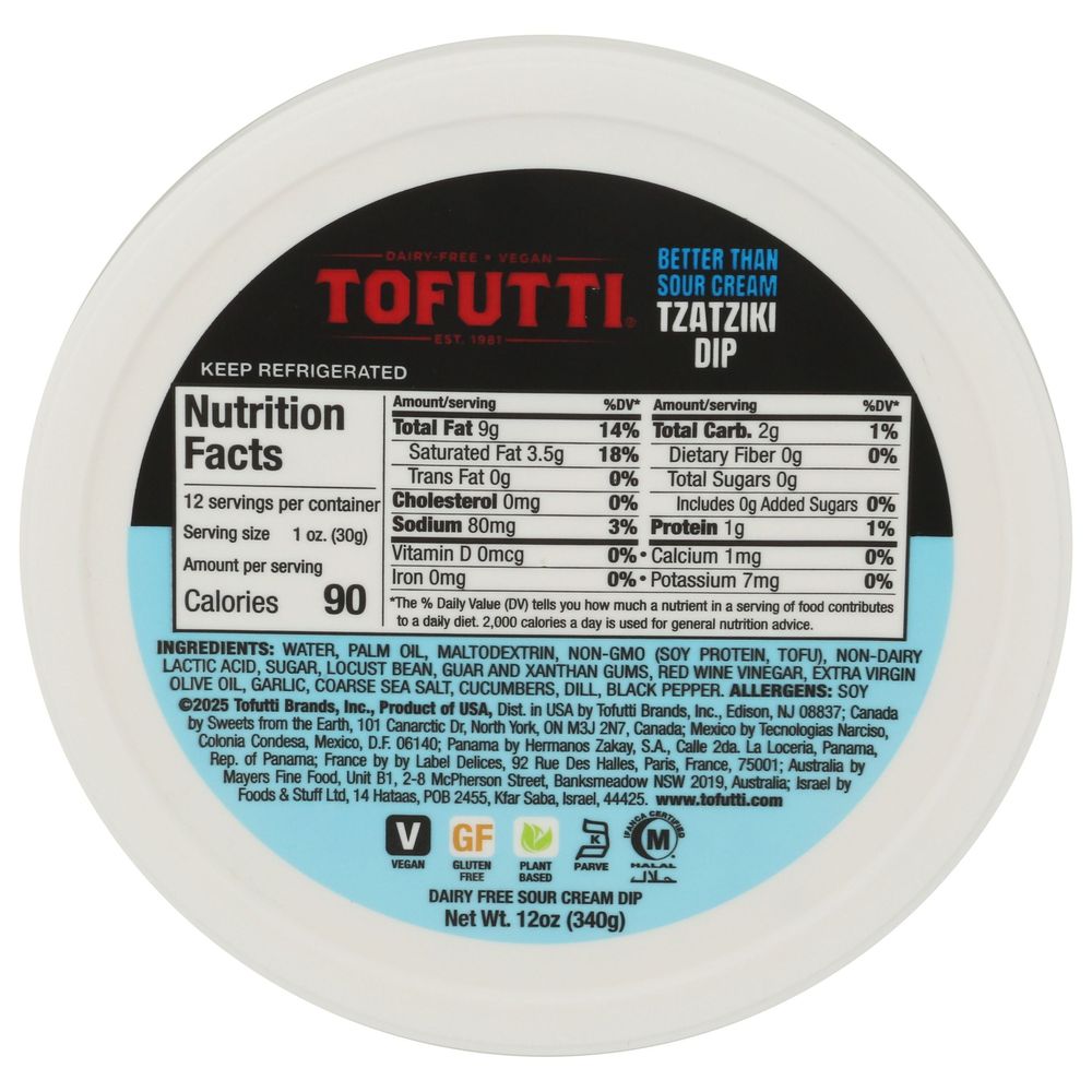 Tofutti Tzatziki Dip, 12 Ounce -- 12 Per Case