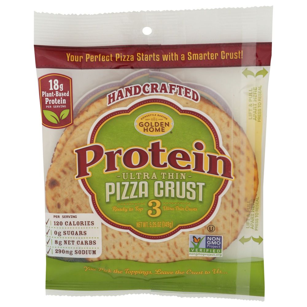 Golden Home 7 Inch Protein Ultra Thin Pizza Crust, 5.25 Ounce -- 10 Per Case