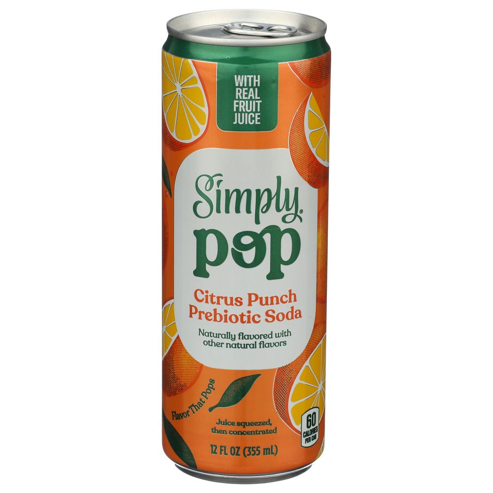 Simply Pop Citrus Punch Prebiotic Soda, 12 Fluid Ounce -- 12 Per Case