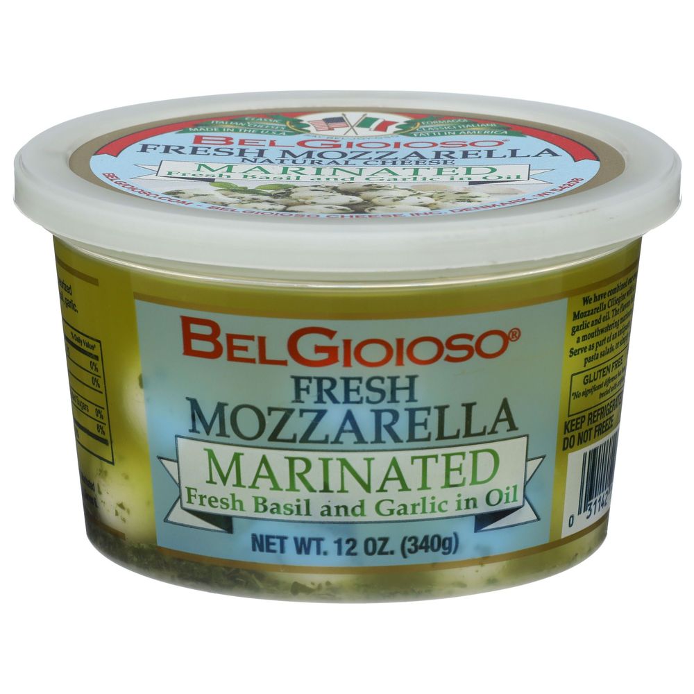 Belgioioso Basil And Garlic Marinated Fresh Mozzarella Cheese, 12 Ounce Cup -- 6 Per Case