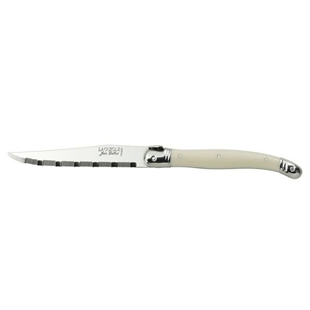 Jean Dubost Laguiole 9 Inch Ivory Handle Steak Knife With 1.2 Mm Serrated Blade, 6 Count