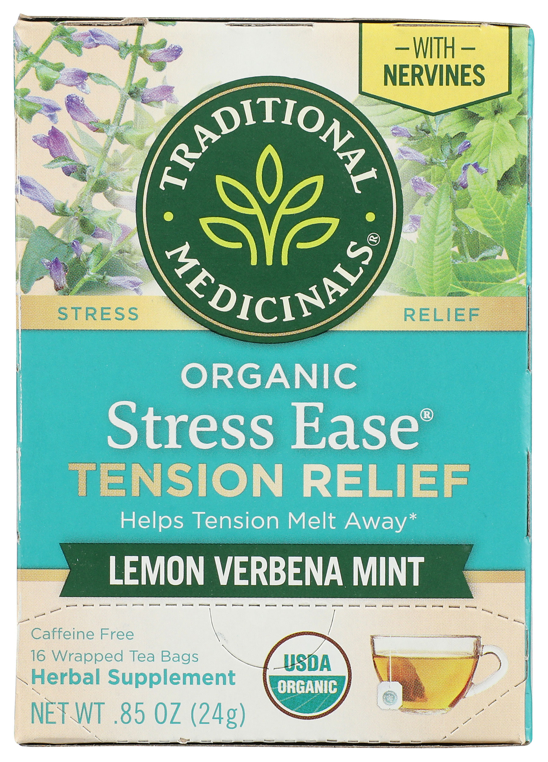 Traditional Medicinals Organic Cinnamon Stress Ease Herbal Tea, 16 Tea Bags -- 6 Per Case