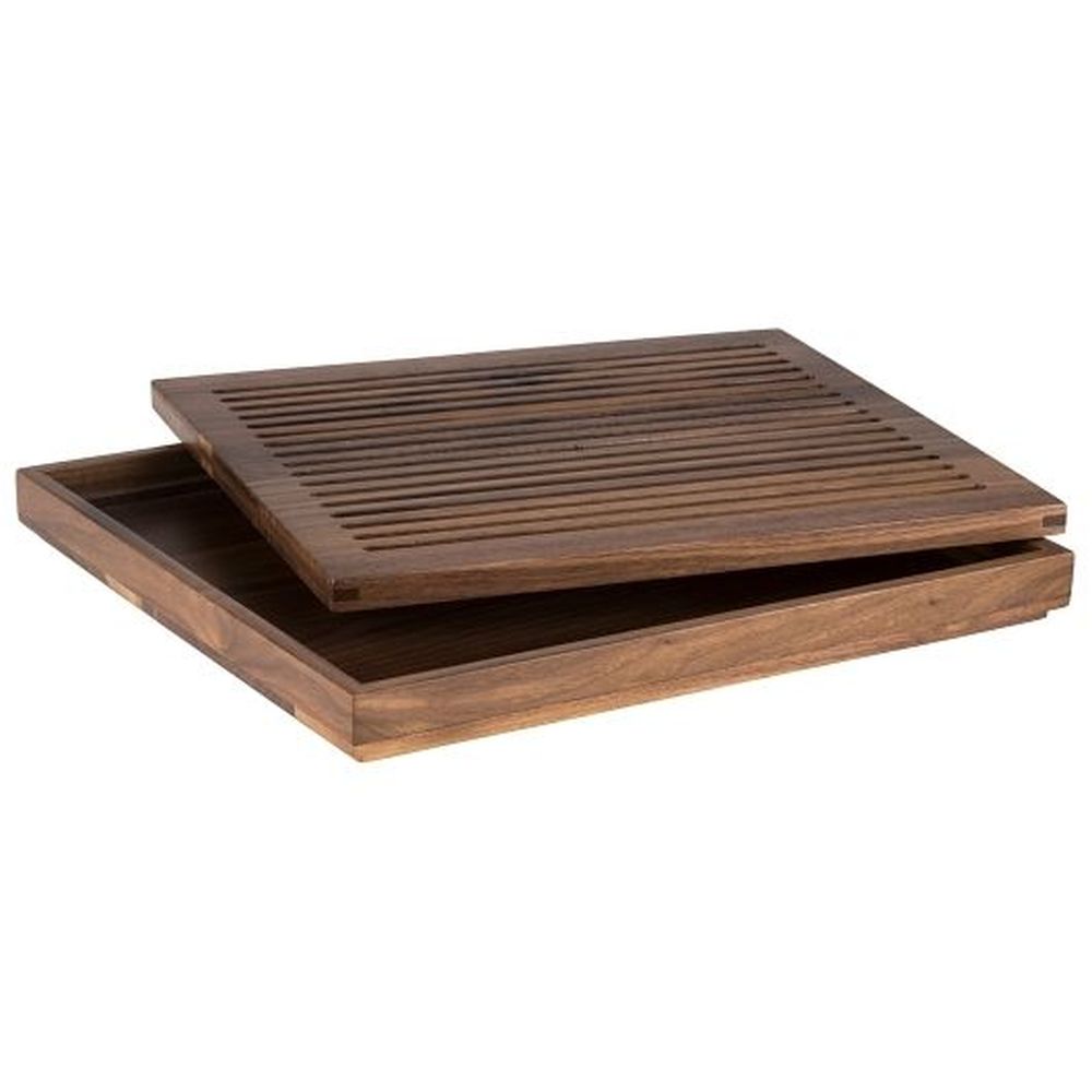 Aps Walnut Wood Brown Gn 2/3 Cutting Board With Removable Crumb Tray, 12.75 X 14 Inch