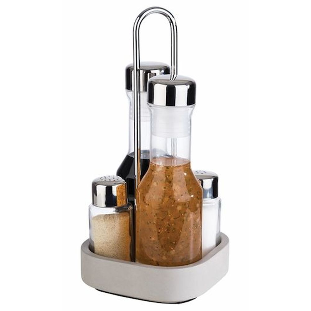 Aps Element Concrete Salt Pepper Oil And Vinegar Cruet Set, 5 X 5 X 9 7/8 Inch
