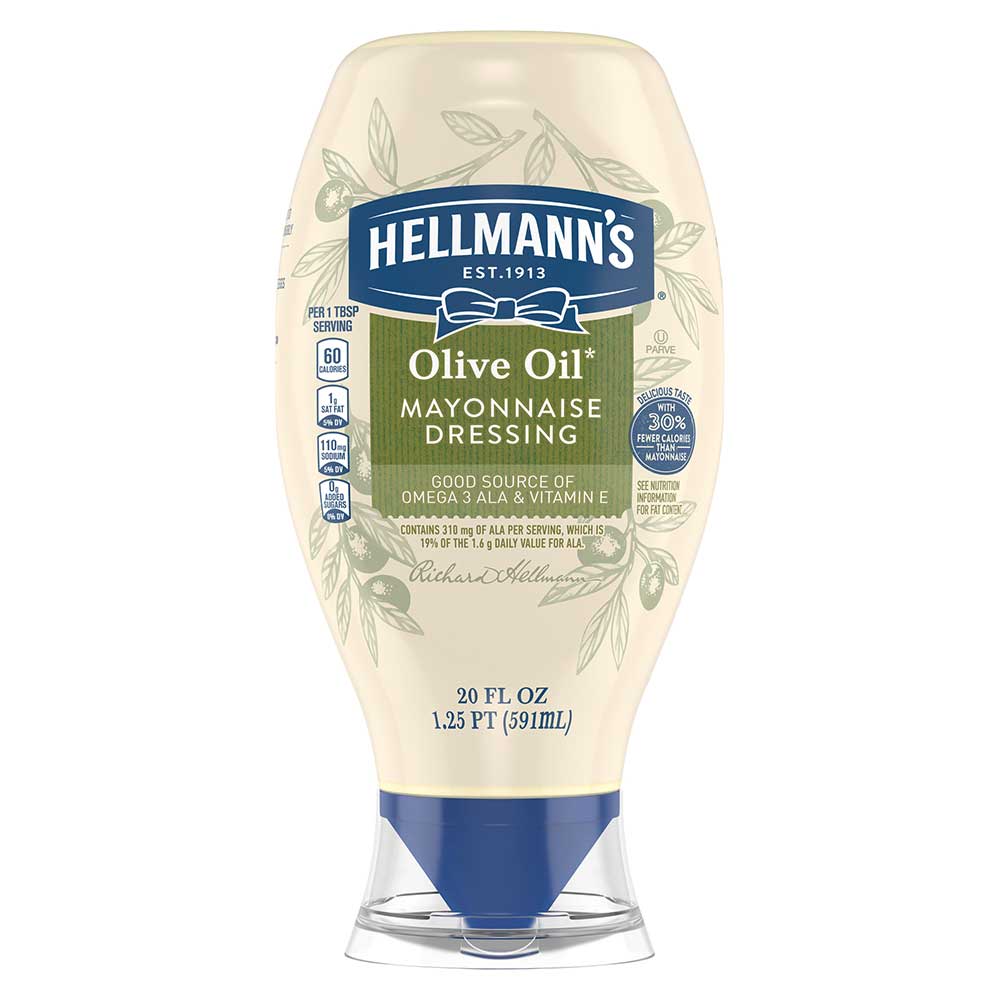 Hellmanns Olive Oil Mayonnaise Dressing, 20 Fluid Ounce -- 6 Per Case