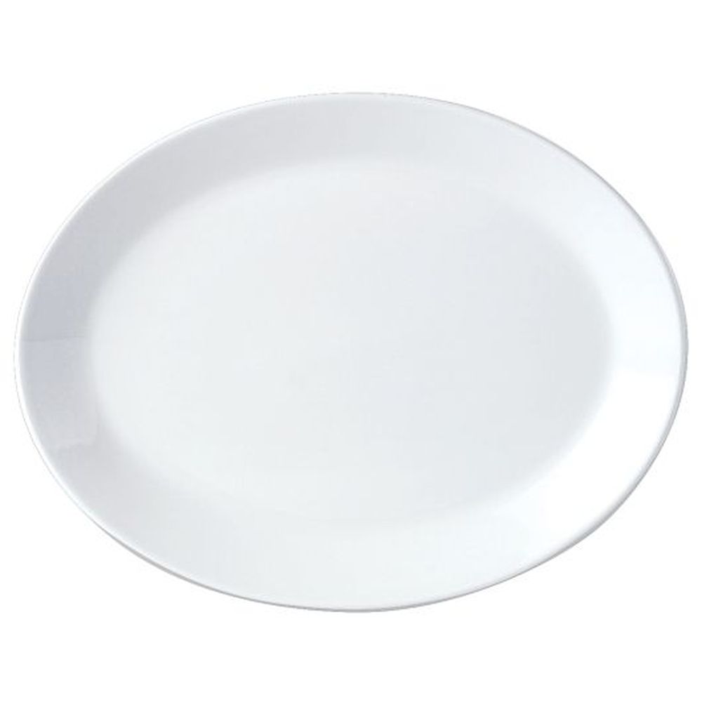 Steelite Simplicity White Alumina Vitrified 13 1/2 Inch Oval Coupe Platter, 12 Count