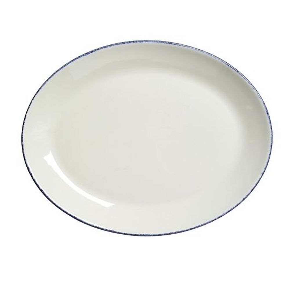 Steelite Blue Dapple Alumina Vitrified 12 Inch Oval Coupe Platter, 12 Count