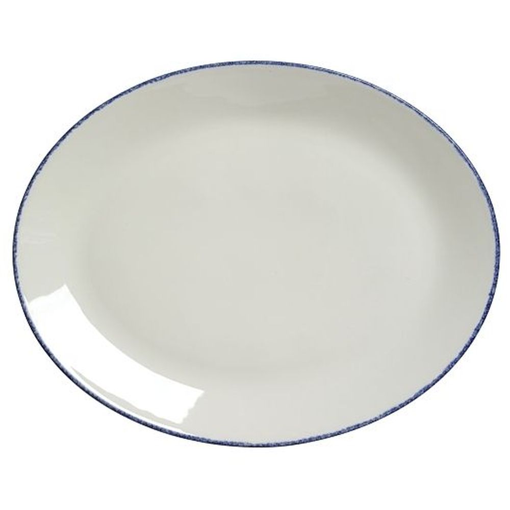 Steelite Blue Dapple Alumina Vitrified 13.5 Inch Oval Coupe Platter, 12 Count